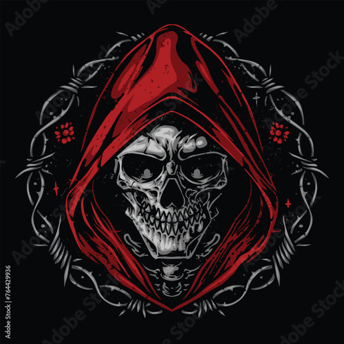 skull wearing hood vector illustration