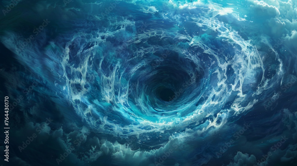 Aquatic vortex in tumultuous deep blue sea - The powerful depiction ...