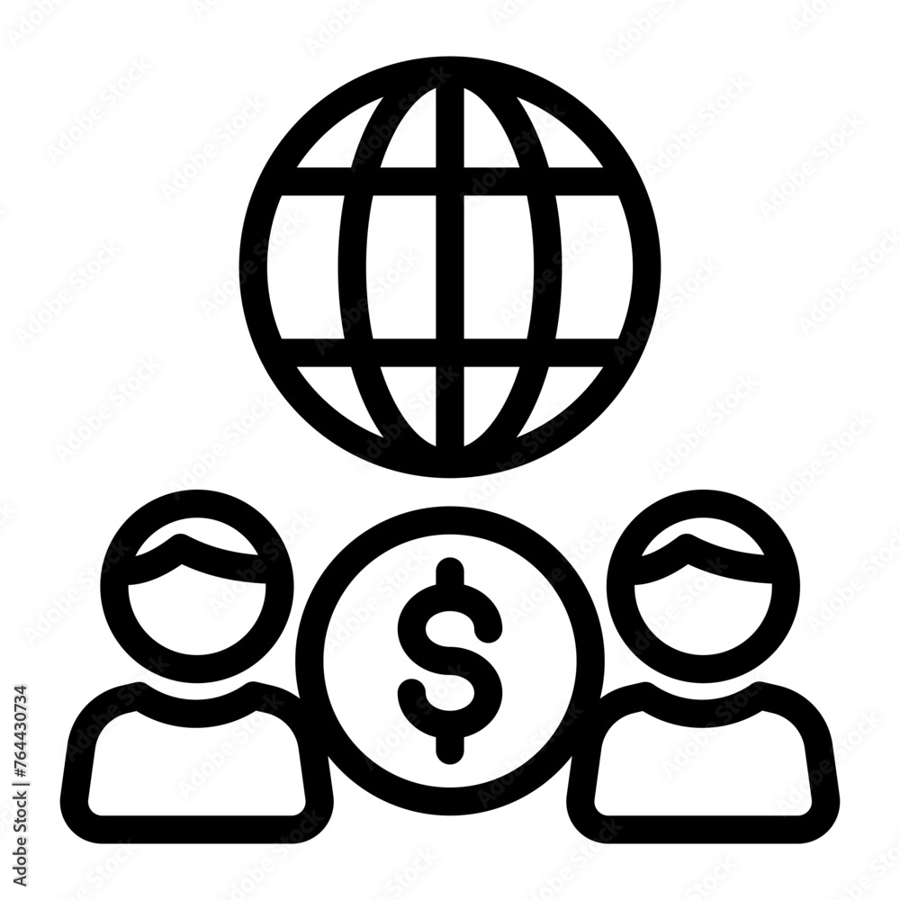 This is the Globalization icon from the Finance icon collection with an outline style This is the Globalization icon from the Finance icon collection with an outline style