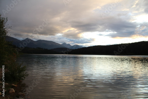 lake in mountains, Jasper National Park, Alberta