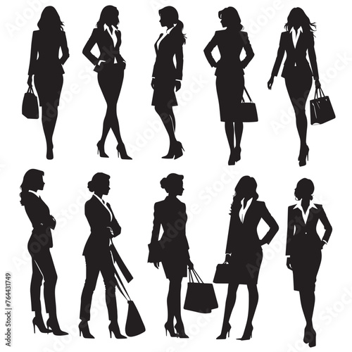 Clipart of business woman silhouette black in white vector image