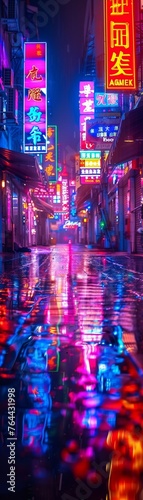 Neon lights casting a colorful glow