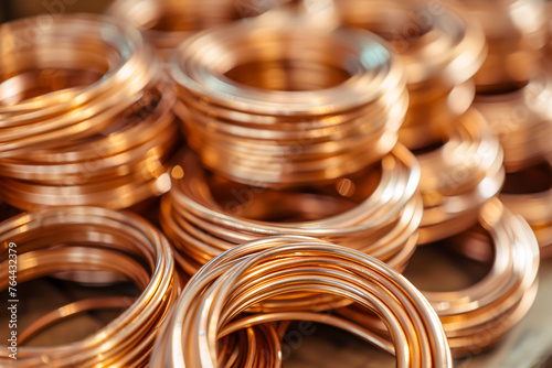 Industrial metal coils, copper and steel wires, construction and engineering