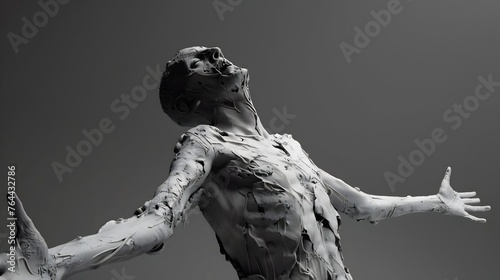 Dramatic Figurative Sculpture Depicting Powerful Emotional Turmoil and Transcendent Transformation