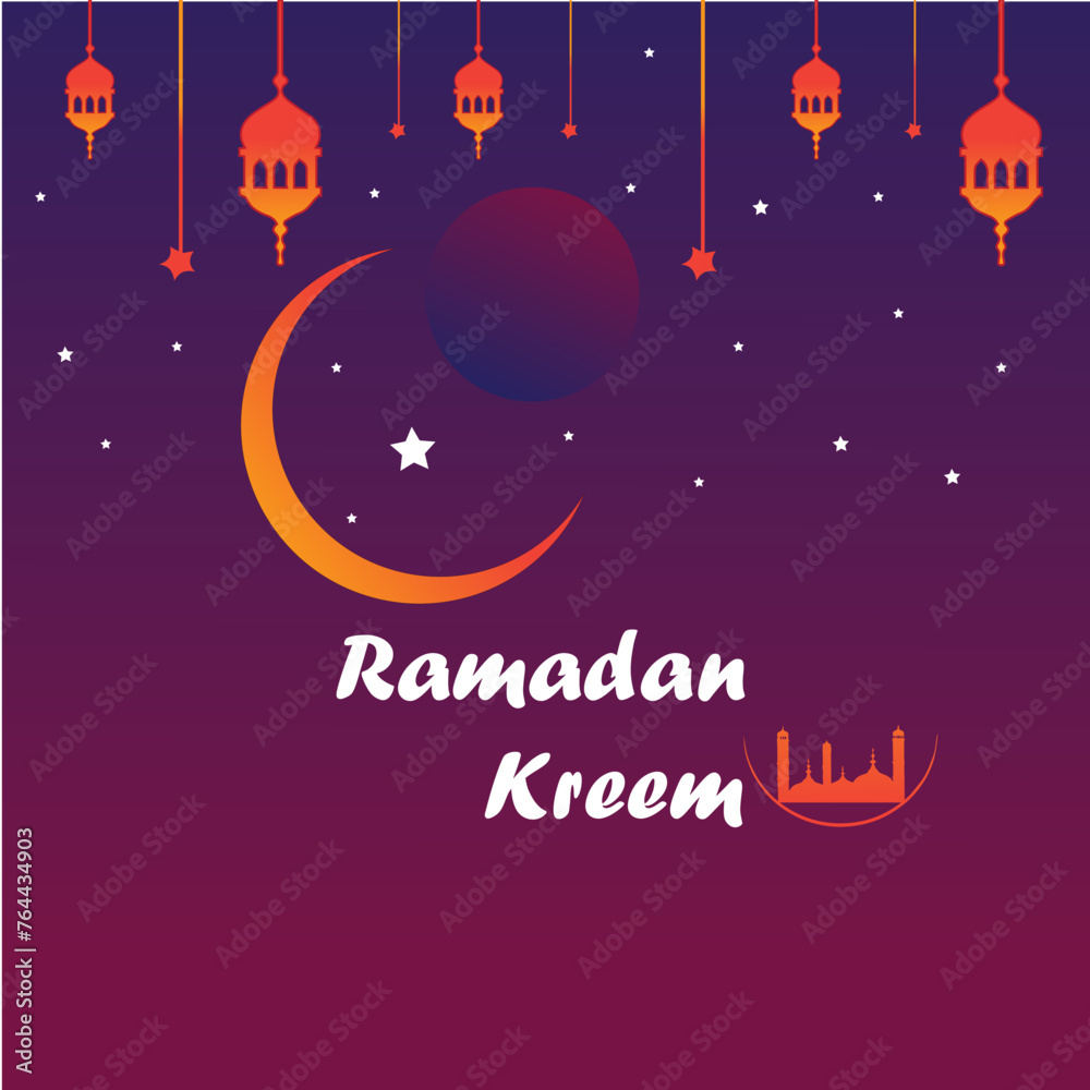 ramadan card and art design with beautiful background
