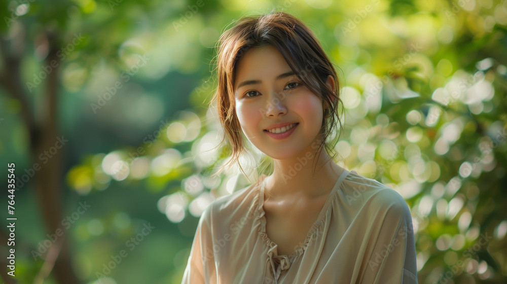 笑顔の若い女性のポートレート