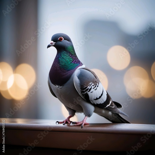 Retrato de una paloma posada en una barandilla  photo