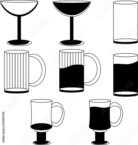 set of different bar accessories with variations