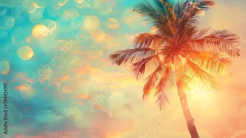 beach view with palm tree