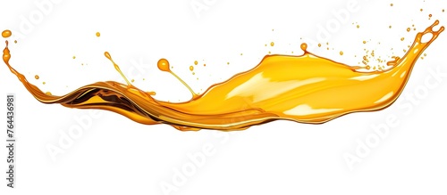 A dynamic image of orange juice splashing in mid-air, creating a vibrant burst of orange color with droplets frozen in motion