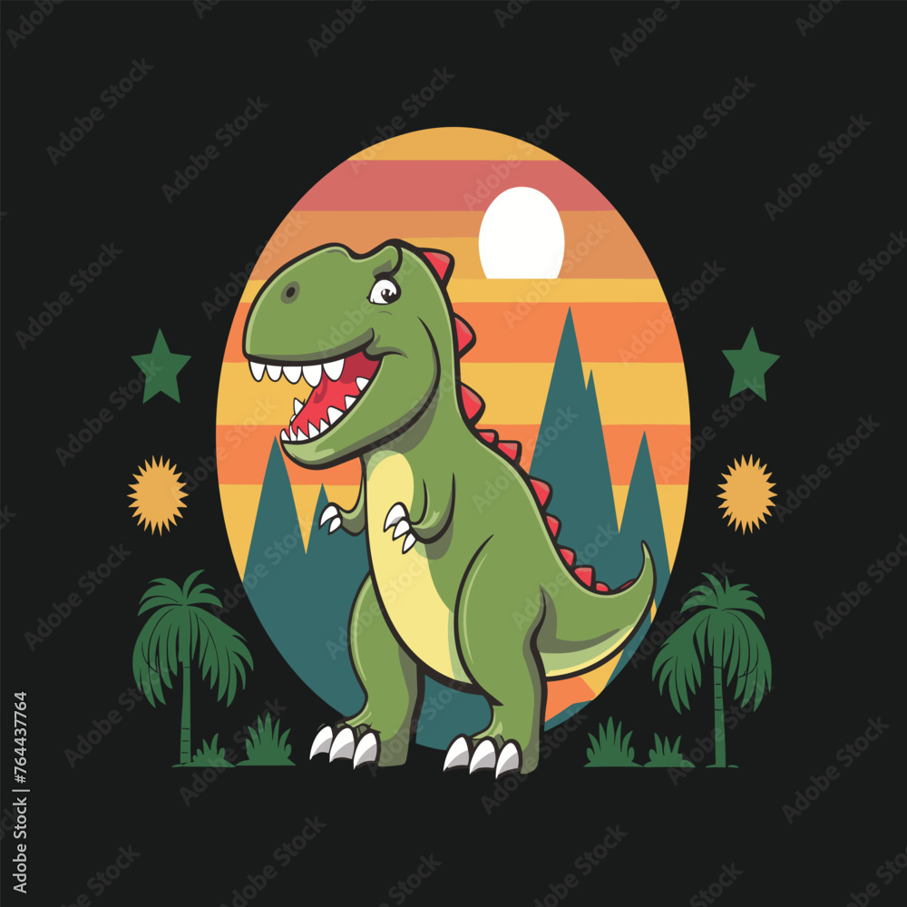Obraz premium Dinosaur t-shirt design template. Dinosaur vector design for t shirt printing