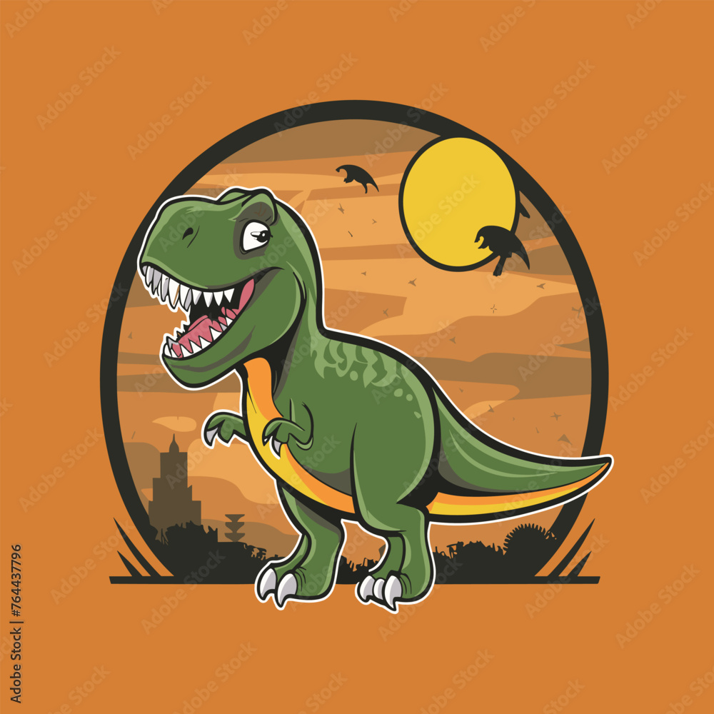 Naklejka premium Dinosaur t-shirt design template. Dinosaur vector design for t shirt printing