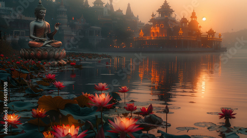 蓮の花|インドの景色| ブッダ | lotus | Indian sight seeing | buddha | Generate AI 