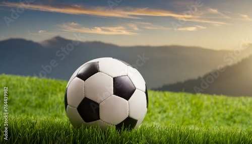 White soccer ball on grass © Hina