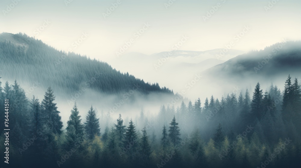 Mountain Sunrise Fog,Landscape, beautiful forest