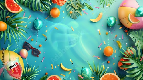 summer background with fresh drink and fruit © irawan
