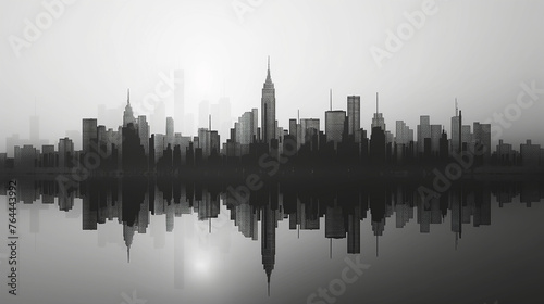 silhouette, panorama, architecture abstract, 3d illustration.