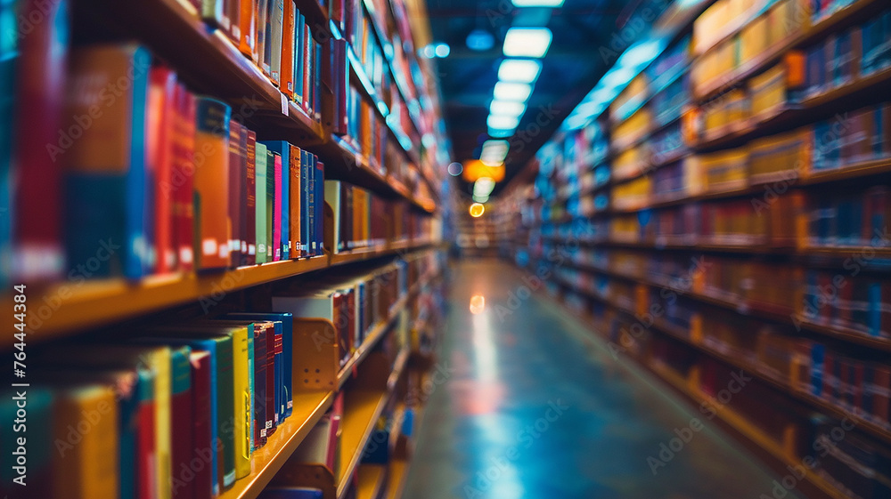 Library bookshelf with blurred background. Library bookshelf with blurred background.