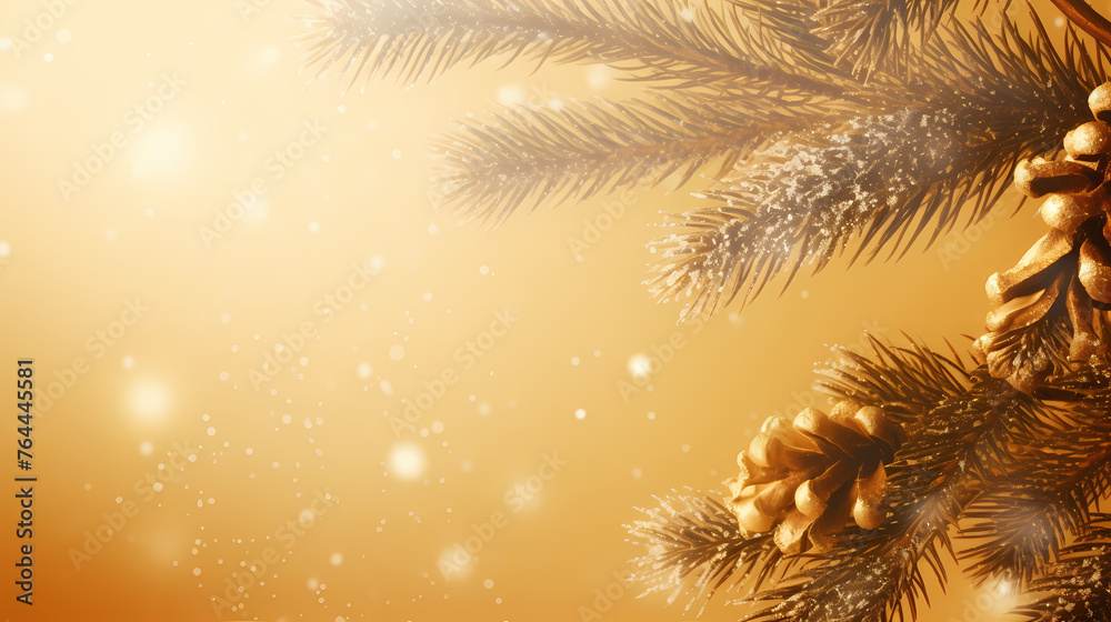 Christmas pine branches and holiday bokeh lights Christmas pine branches and holiday bokeh lights