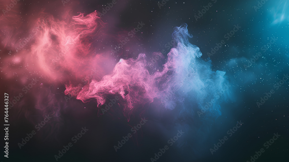 background with stars and clouds, Abstract texture of backlit smoke in red blue on a black background. background with stars and clouds, Abstract texture of backlit smoke in red blue on a black background.