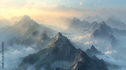 Serene mountain view at sunrise