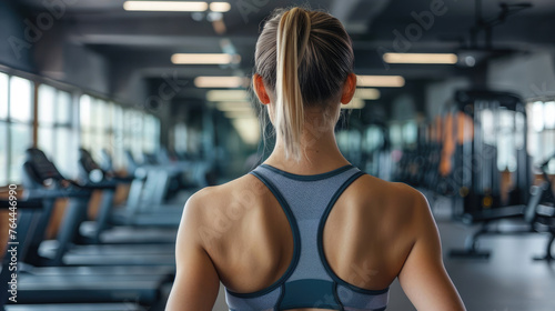 Back View of Woman Wearing Sports Bra and Sportswear