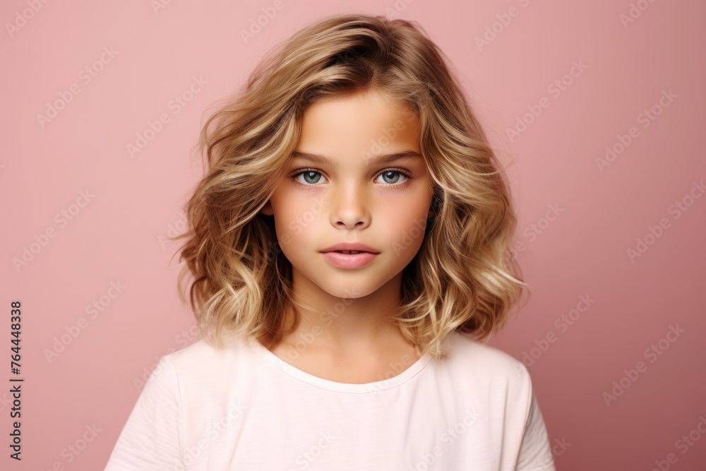 Portrait of a beautiful young girl with long blonde hair. Studio shot. Portrait of a beautiful young girl with long blonde hair. Studio shot.