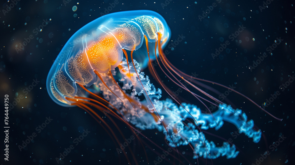 Naklejka premium A jellyfish is floating in the water