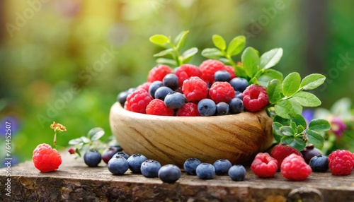 Summer Garden Freshly Picked Forest Berries Close-Up