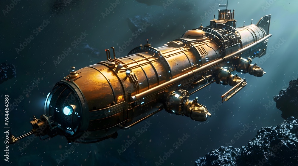 Obraz premium Awe-Inspiring Futuristic Spacecraft Soaring Through the Cosmic Expanse