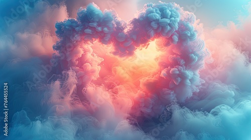 Pastel Sky Heart: Abstract Valentine's Day Concept of Love as Beautiful Colorful Clouds in the Sky