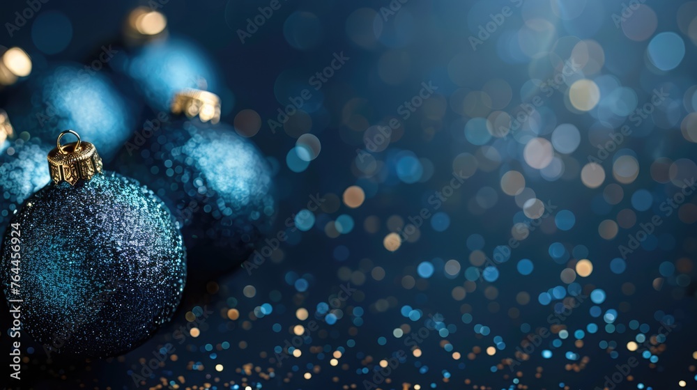 Midnight Magic: Dark Blue Christmas Balls on Background, Perfect for Greeting Cards with Copy Space for Messages of Merry Christmas and Happy New Year Midnight Magic: Dark Blue Christmas Balls on Background, Perfect for Greeting Cards with Copy Space for Messages of Merry Christmas and Happy New Year