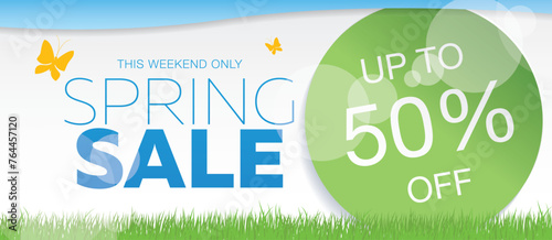 spring sale banner layout template design, vector illustration