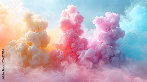colorful cotton candy in soft pastel color background  © hisilly