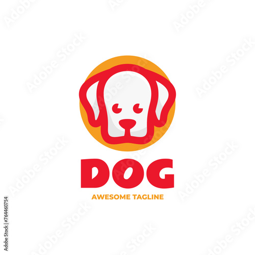 Vector Logo Illustration Dog Simple Mascot Style.