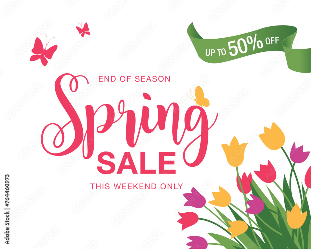 Obraz premium spring sale banner layout template design, vector illustration