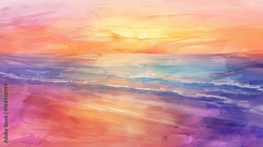 "Abstract impressionist seascape with vibrant sunset hues. Artistic background for creative design and wall art." - obrazy, fototapety, plakaty 