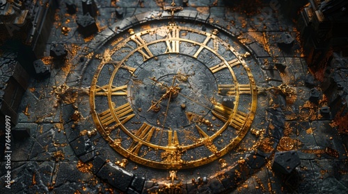 A mazelike clock face with paths leading to different moments representing the confusing and unpredictable nature of deja vu. photo