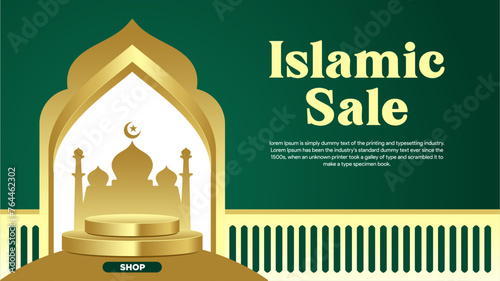 banner islamic podium gold