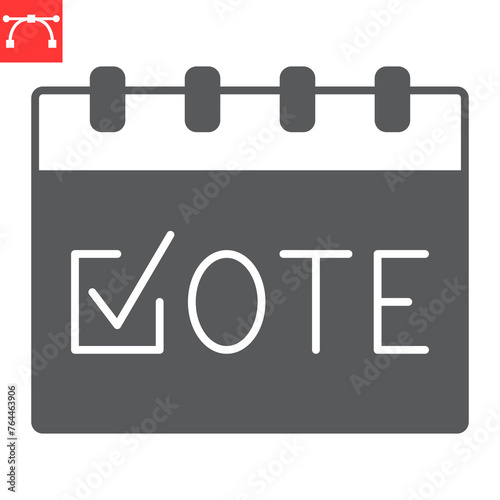 Election day glyph icon, election and politician, vote mark vector icon, vector graphics, editable stroke solid sign, eps 10.