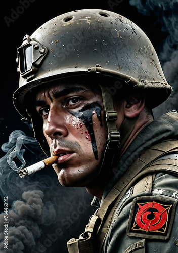 The Marlboro Marine, portrait of a man wearing a helmet photo