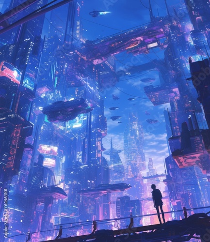 cyberpunk city wallpaper at night anime style