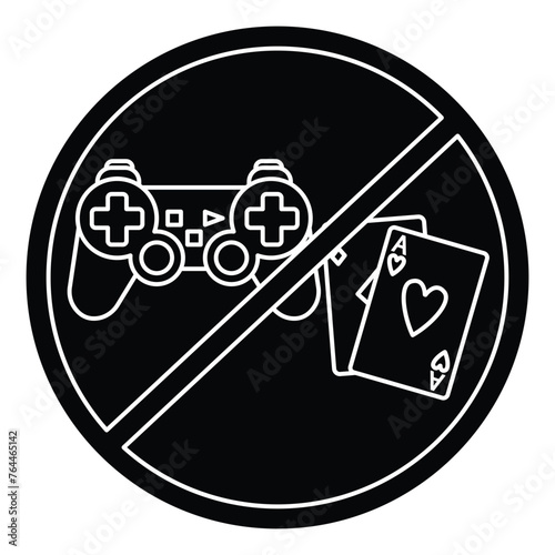 No gaming sign. Game joystick icon. Forbidden sign. Game is prohibited. Vector illustration.