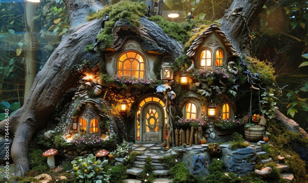 Fototapeta premium Tiny house in fantasy forest