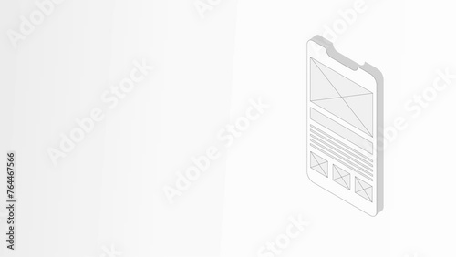 Animated of wireframe low fidelity design website on white background.