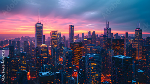 Abstract patterns in urban skylines during ethereal dusk, transforming the cityscape into an elegant display