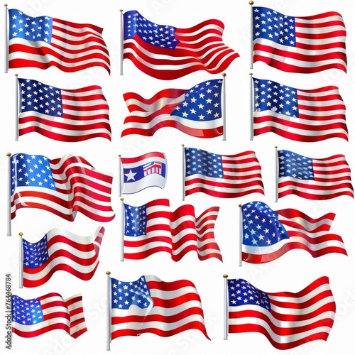 American flags with a variety of designs
