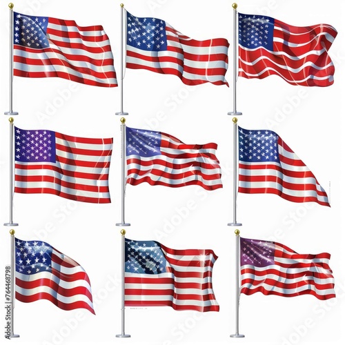 American flags with a variety of designs