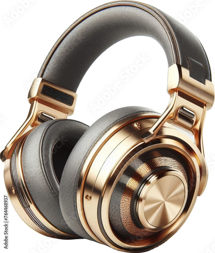 Luxury Headphone Titanium and Gold Vector Illustration