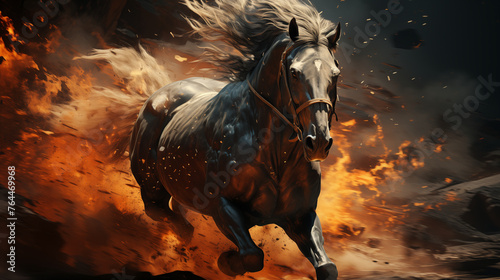 Rapid Running Horse. Generative AI.